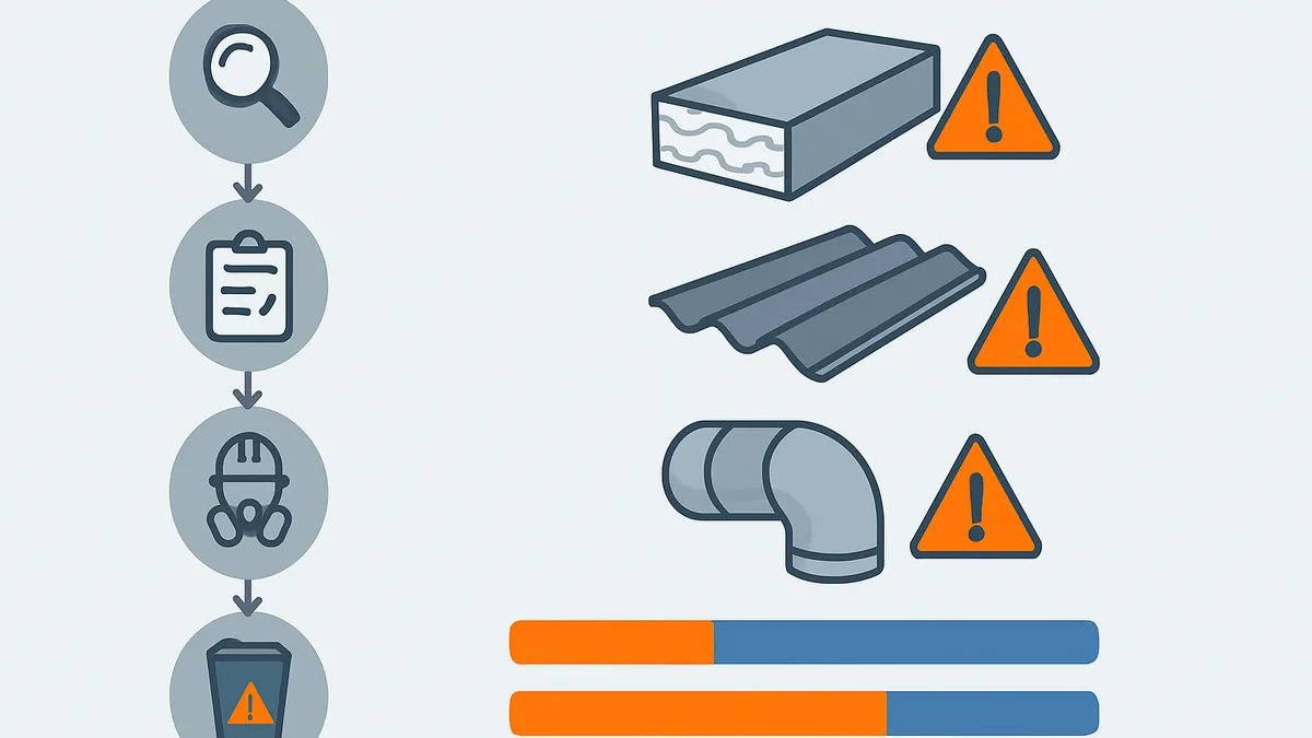 Asbestsanering Strängnäs - process och material visuellt